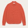 p2qal curtis cotton sashiko stitch shirt red flat