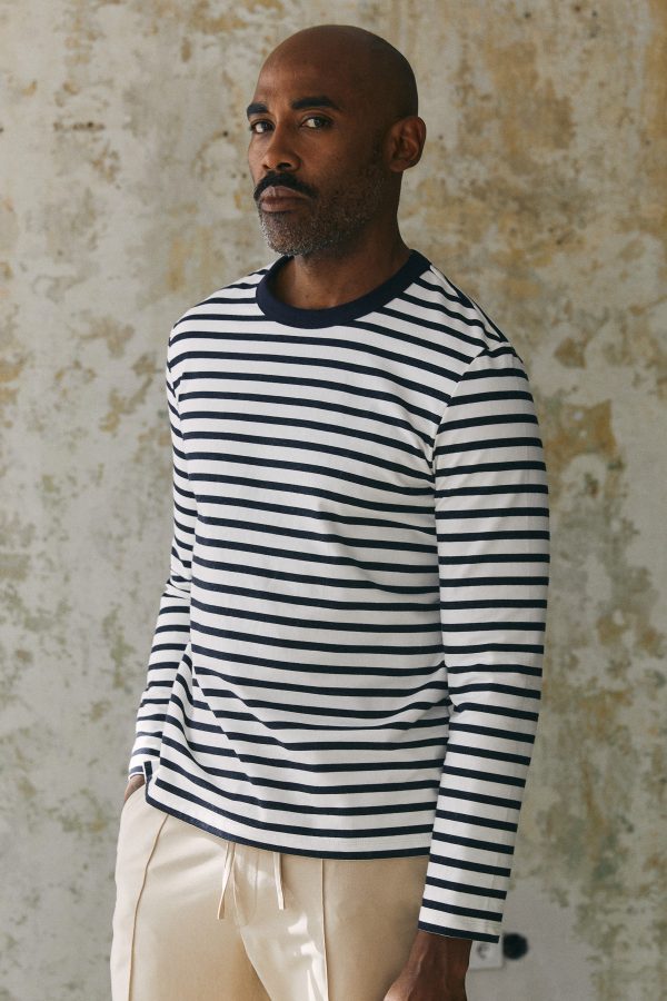 LARS longsleeve men eco striped navy About Companions 2